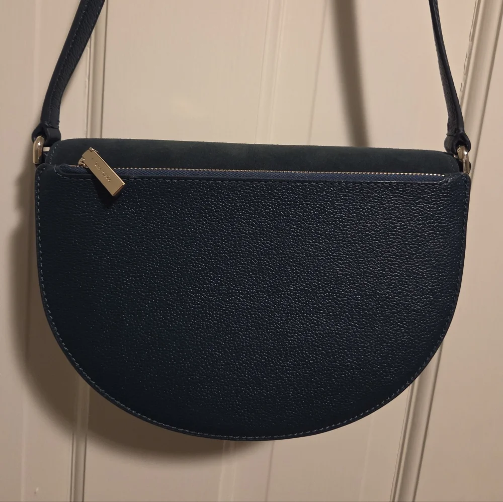 Kate Spade dark turquoise Crossbody Saddle Bag suede and pebbled leather bag - Picture 4 of 16
